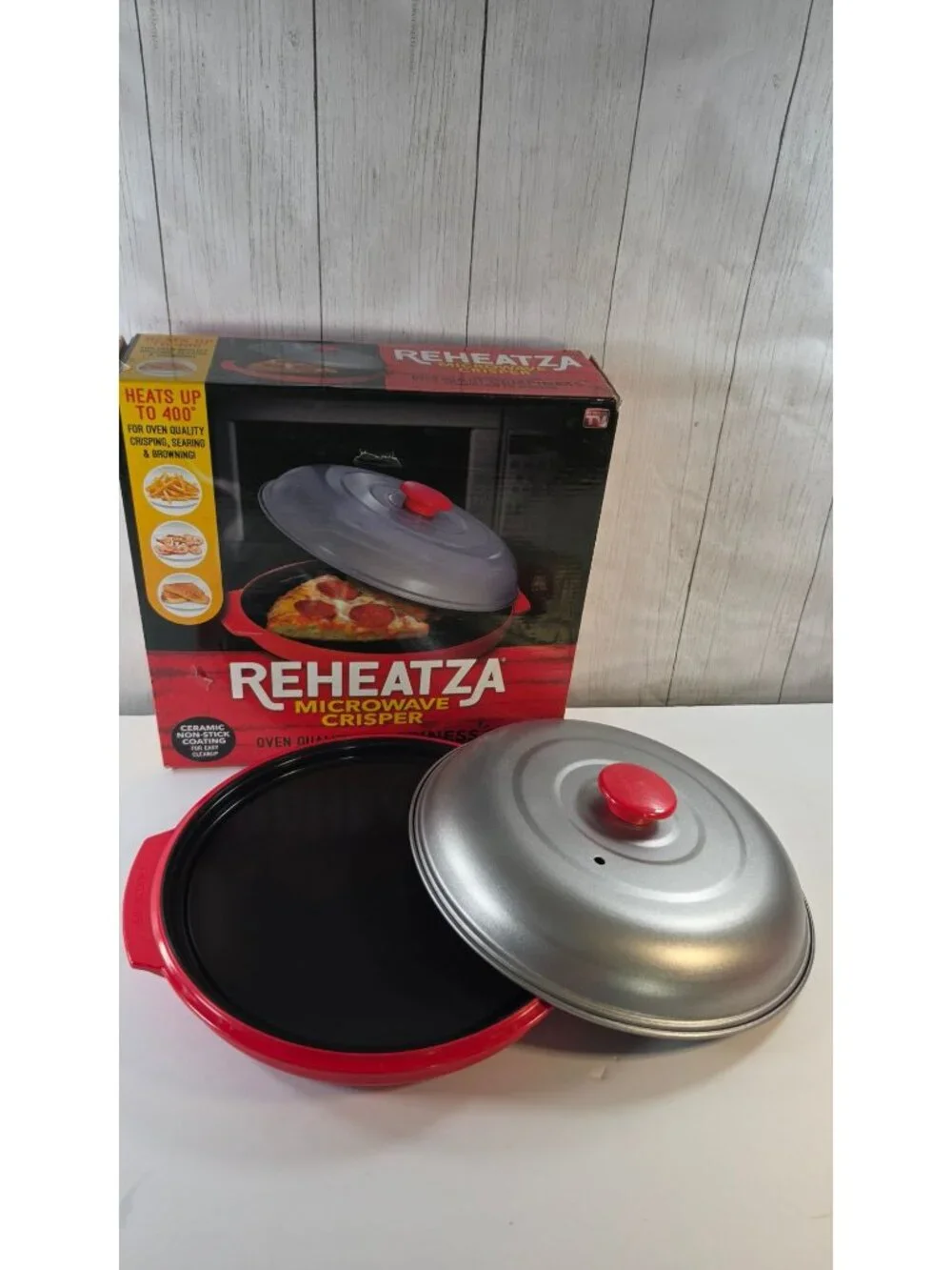 REHEATZA MICROWAVE CRISPER PAN NON-STICK PIZZA COOKER AS SEEN ON TV LEFTOVER OVE